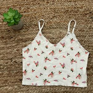 V NECK FLORAL CROP TOP